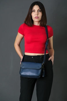 Жіноча шкіряна сумка Берті, натуральна шкіра італійський Краст, колір Синій
