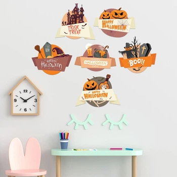 Наклейки для Хеллоуїна Моторошний Halloween матова (декор хеллоуин гарбуза труну замок) Набір М 1100х500мм