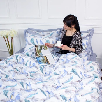 Комплект постельного белья MirSon Satin print Elit Azure Jay 143х210 (2200005611654)