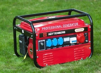 Бензиновый генератор 4,5 кВт с ручным запуском 3-х фазный Huttenberg H8500W 4500 Вт с механическим ручным стартером 220В / 380В