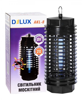 Пастка для комах Delux AKL-8 4W G5, електрична лампа-знищувач комарів та мух для дому