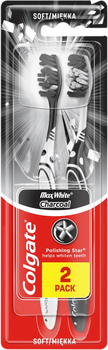 Зубная щетка Colgate Max White Charcoal черная отбеливающая мягкая 2 шт (8718951382602)