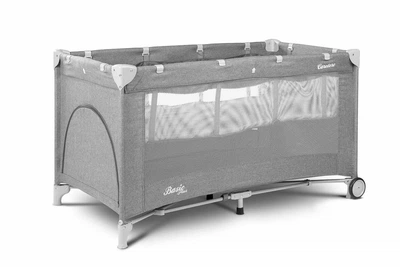 Манеж кроватка Caretero Basic Plus Grey, детская кроватка туристическая манеж до 15кг, 2 уровня дна, складная конструкция, сумка для переноски, игровой манеж, туристический манеж детский