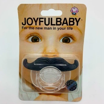 Соска пустышка с усами Joy Kids Mustache черная в упаковке