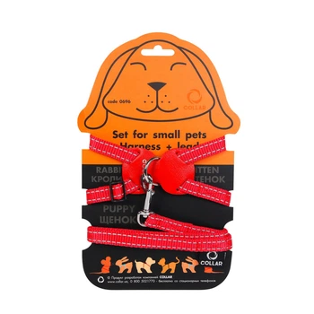 Шлея "Dog Extremе" нейлоновая на планшете для кроликов (ширина 15мм, В:30-45см), красный