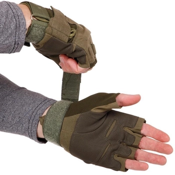 Защитные тактические военные перчатки без пальцев для охоты рыбалки BLACKHAWK оливковые АН4380 размер XL