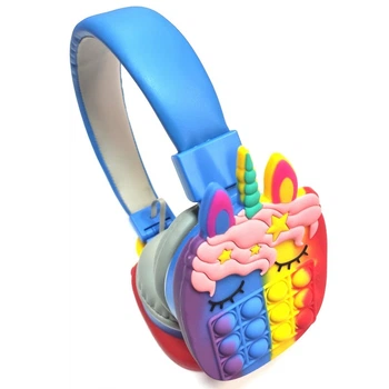 Детские беcпроводные наушники Pop It единорог с Bluetooth​ (473283-Prob) Синие