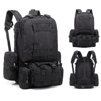 Тактичний рюкзак із підсумками 55л B08 (53х35х22 см) MOLLE Чорний