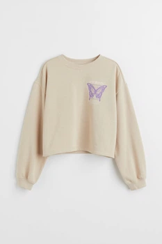 Свитшот бежевый Butterfly H&M 170см (40008016)