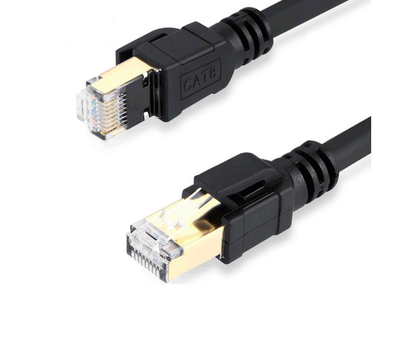 Патч-корд литой VEGGIEG, CCA, SSTP, RJ45, Cat.8, 0,5m, черный