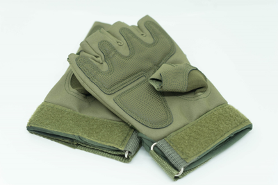 Тактические перчатки беспалые, защитные М Олива