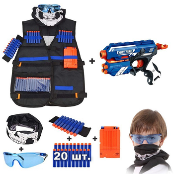 Набір для зброї Nerf "Target set Bingo": Тактичний Жилет та бластер, 20 м'яких куль, напульсник, окуляри, маска, обойма на 6 куль