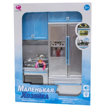 Игровой набор - кукольная кухня "Маленькая хозяюшка"-1, 27*9,5*34,5 см, голубой, пластик (26212B/R)