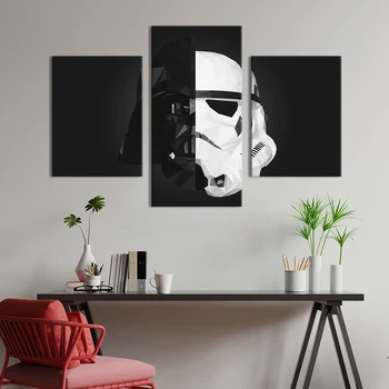 Настенный декор картина на холсте для интерьера в гостиную спальню Star Wars poster Darth Vader and Stormtrooper 96x60 см (748-32)