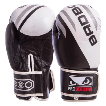 Рукавички бокс MA-6739 BAD BOY шкіра білий/чорний 14oz