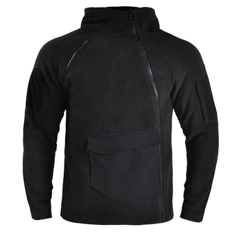 Тактическая флисовая кофта Han-Wild HW021 Black 2XL мужская теплая с капюшоном и большим передним карманом