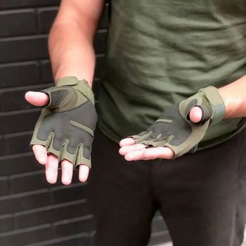 Тактические перчатки Combat Tac беспалые военные Хаки XL
