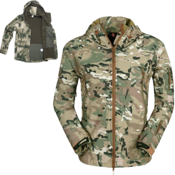 Тактическая куртка на флисе SOFT SHEL мультикам XXL