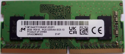 Пам'ять MICRON 8GB SO-DIMM DDR4 3200 MHz (MTA4ATF1G64HZ-3G2F1)