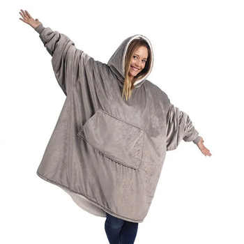 Толстовка худі оверсайз плед халат з капюшоном Huggle Hoodie одностороння Сірий
