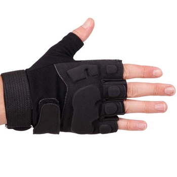 Тактичні рукавички без пальців військові армійські для риболовлі полювання із захистом TACTICAL Чорні (BC-8811) М
