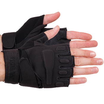Тактические перчатки без пальцев военные BLACKHAWK Для рыбалки для охоты Полиэстер Черный (BC-4380) M