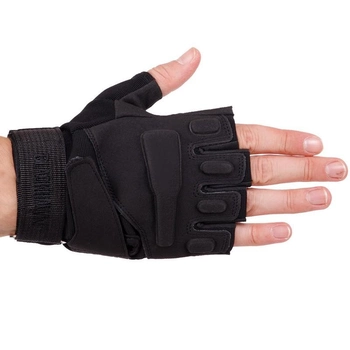 Тактичні рукавички без пальців військові BLACKHAWK Для риболовлі для полювання Поліестер Чорний (BC-4380) XL