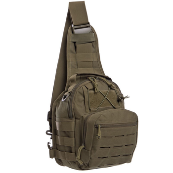 Тактичний рюкзак з однією лямкою SILVER KNIGHT Сумка слінг Поліестер 30 х 23 х 15 см (YQS-099) Хакі