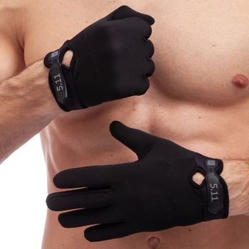 Тактичні рукавиці з закритими пальцями 5.11 Для полювання туризму Нейлон текстиль Чорний (BC-0527) M