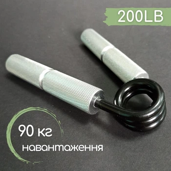 Эспандер кистевой для пальцев руки пружинный Нагрузка 90 кг Серый (ТБ91-200)