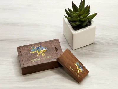 USB деревянная флешка с патриотическим принтом в деревянной коробке, 32 Гб, WoodPresent