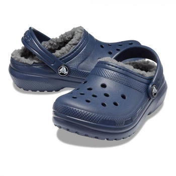Дитячі сабо з хутром CROCS CLASIC LINED CLOG T 25 Синій/сірий 207009
