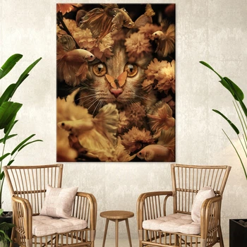 Картина Холстович Red cat 30x40 см. Інтер'єрна картина рудий кіт для офісу, вітальні, спальні, кухні