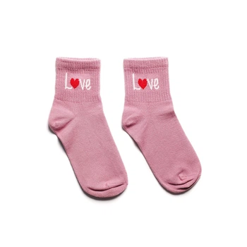 Носки с принтом Love короткие розовые бесшовные ORGANIC cotton JILL ANTONY 35-37 арт. 31007