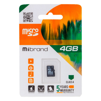 Карта Памяти Mibrand MicroSDHC 4gb 4 Class Чёрный