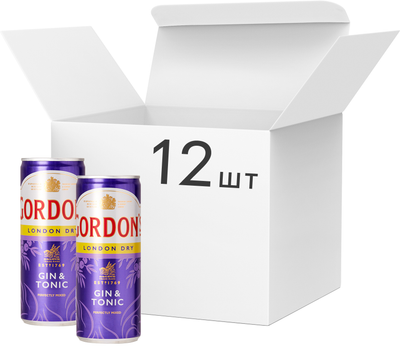 Упаковка алкогольного напою Gordon's Gin-Tonic 6.4% 0.25 л х 12 шт (0500028992508)