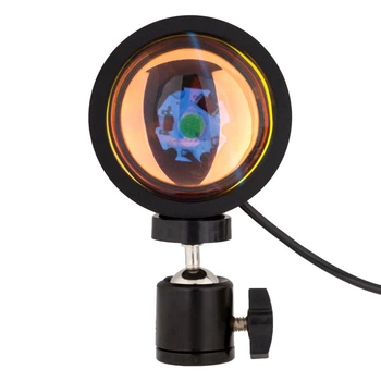 Настольная LED лампа с эффектом заката солнца Projection Lamp Head WZ886 Чёрная удобная