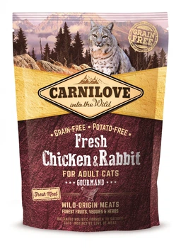 Сухий корм Carnilove Fresh Gourmand для дорослих кішок з куркою та кроликом 400 г
