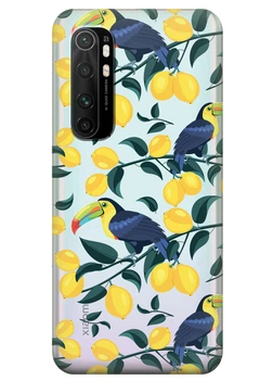 Прозрачный силиконовый чехол iSwag для Xiaomi Mi Note 10 Lite с рисунком Туканы и лимоны (KS3535)