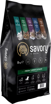 Сухий корм для кішок Savory зі свіжим м'ясом індички та качкою 8 кг (4820232630068)