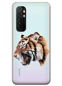Прозрачный силиконовый чехол iSwag для Xiaomi Mi Note 10 Lite с рисунком Тигр (KS3563)