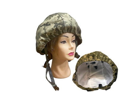 Кавер двухсторонний , тактический чехол на шлем каску ВСУ, MOLLE System, камуфляж пиксель/ белый "клякса", размер XL