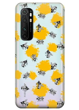 Прозрачный силиконовый чехол iSwag для Xiaomi Mi Note 10 Lite с рисунком Пчелы (KS3527)