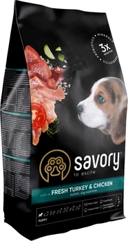 Сухой корм для щенков Savory со свежим мясом индейки и курицей 3 кг