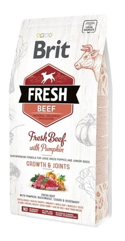 Сухой корм для щенков и юниоров крупных пород собак Brit Fresh Growth & Joints с говядиной и тыквой 12 кг (8595602530755)