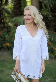 Пляжная туника с вышивкой Fresh Cotton 367 F-1c 46(L) Белый
