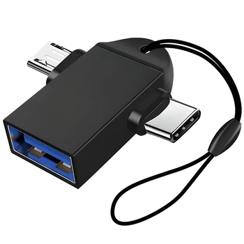 Двойной OTG адаптер USB 3.0 на Type-C + MicroUSB, переходник для смартфона/ноутбука Addap UA2MIX-01, 5 Гбит/с (0124)