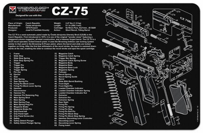 Коврик для чистки оружия CZ-75 с мягкой резины ClefersTac со схемой (5002281)