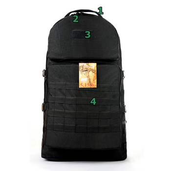 Туристический тактический рюкзак на 60 литров Черный с поясным ремнем