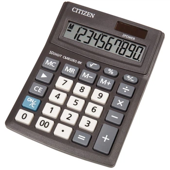 Настільний калькулятор, компактний Citizen 12-розрядний, Чорний (CMB-1001-BK)